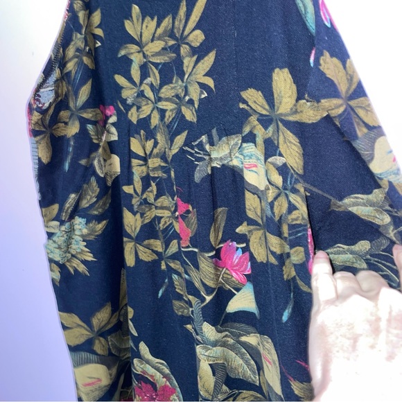 Unbranded Cotton Wide Leg Overalls Women Size XL Oversized Dark Floral Whimsical - Picture 5 of 8